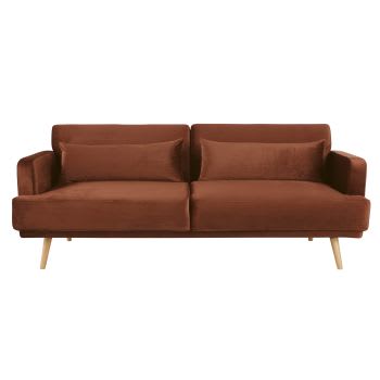Elvis - 4-Sitzer-Sofa Clic-Clac mit orangebraunem Samtbezug