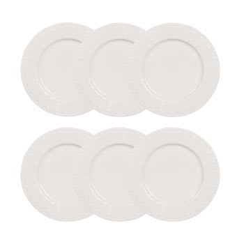CHARLOTTE - Lotto di 8 - 6 piatti da dessert bianchi in porcellana