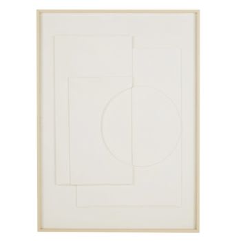 MARLON - Abstract beschilderd doek, ecru, 80 x 110 cm