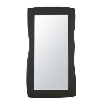 BUGUNI - Abstracte rechthoekige spiegel met zwart geverfde houten lijst 63x118