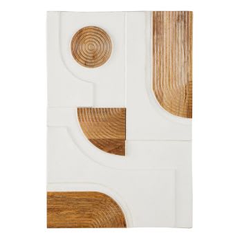BERYLLE - Abstrakte Wanddeko aus Mangoholz und zweifarbigem Ecomix-Material, 79x118cm