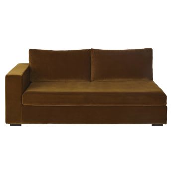 Jekill - Accoudoir gauche pour canapé modulable 2 places en velours coloris bronze