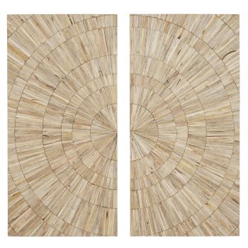 ADAMA - Díptico de madeira de manga gravada em bege 100x100