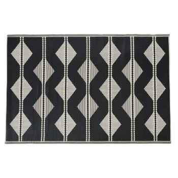 ADEM - Omkeerbaar tapijt van polypropyleen, driehoekmotief in ecru en zwart 180 x 270 cm