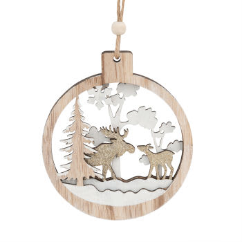 Lote de 4 - Adorno de Navidad de medallón de árboles y renos
