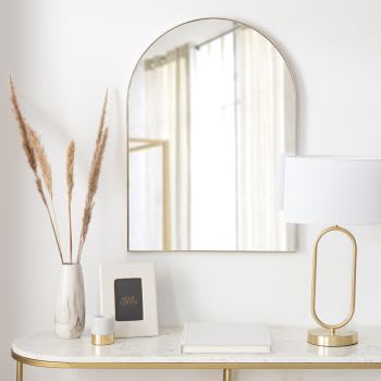 HANNOVER - Afgeronde spiegel uit goudkleurig metaal 50 x 70 cm