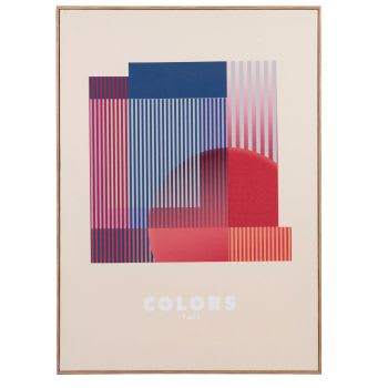 ALBINO - Lienzo estampado en rojo, azul, rosa y beige 50 x 70