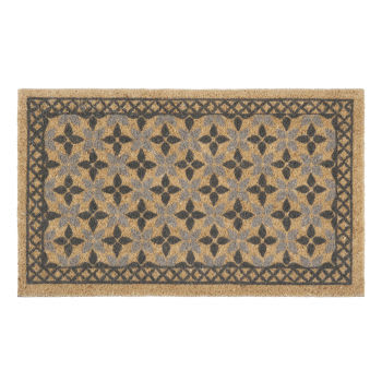 ALBUFEIRA - Kokosvezel deurmat met print, zwart en grijs 45x75