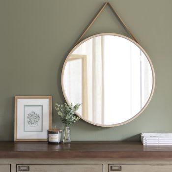 Espejo de cuerda marrón rectangular de ángel, espejo náutico decorativo  para montaje en pared, espejo redondo grande para colgar en la pared, para