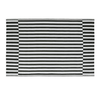 BAHIA - Alfombra de polipropileno tejido con rayas negras y blancas 120 x 180