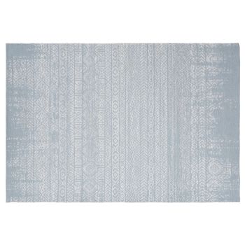 DOUKKA - Alfombra de tejido jacquard color azul verdoso con motivos decorativos 140 x 200, OEKO-TEX®