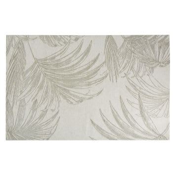 HONAKI - Alfombra de tejido jacquard color crudo y beige con estampado vegetal 155 x 230