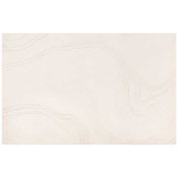 ELSEY - Alfombra grabada afelpada de lana blanca 90 x 150