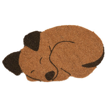 Alfombra marrón con forma de perro dormido