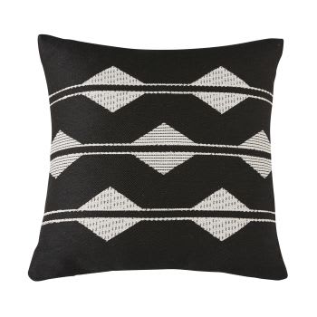 Almofada em tecido com motivos gráficos em preto e branco 45x45