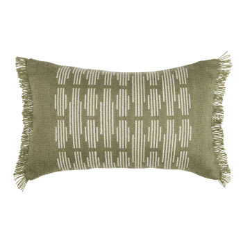PETRA - Almofada em tecido jacquard verde e cru 30x50