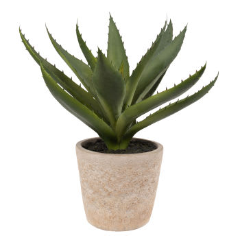 Aloe Vera artificial e vaso de cimento