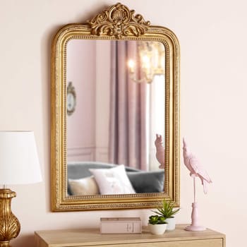 Espejo grande de paulonia dorado con efecto envejecido 119x194