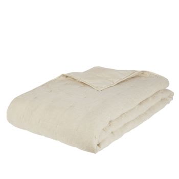 ALVILA - Decke aus geflochtener recycelter Baumwollgaze und Leinen, beige, 240x260cm
