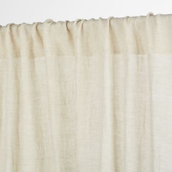 ALVILA - Geweven gordijn van gerecycleerd katoengaas en linnen, met lussen, beige, per stuk, 130 x 300 cm
