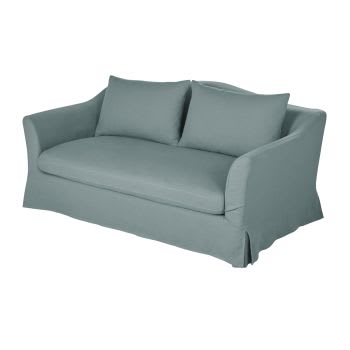 Anaelle - Celadonblauwe linnen zetel met 2 zitplaatsen