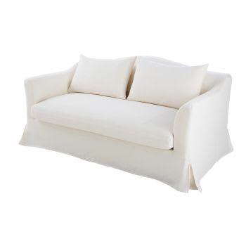 Anaelle - Witte linnen zetel met 2 zitplaatsen