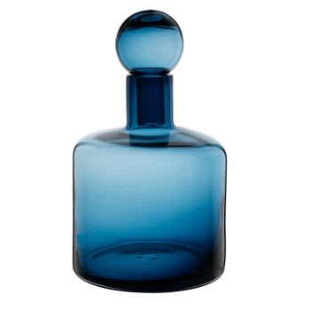 ANCOME - Blauwe decoratieve fles van gerecycleerd glas H25