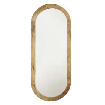 ANDERS - Miroir ovale en bois de manguier 50x120