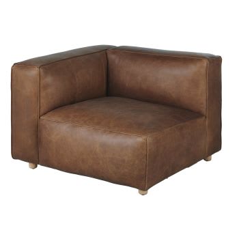 Angolo per divano in pelle marrone