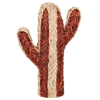 ANTALYA - Statuetta cactus in fibra vegetale beige e color terracotta alt. 33 cm