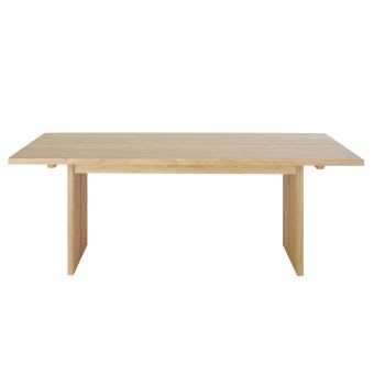 Aoka - Mesa de comedor de madera de roble maciza beige para 8/10 personas, L. 200