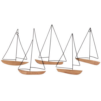 ARCACHON - Wanddeko Boote aus Metall und Kautschukholz 65x34