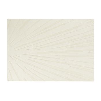 ARGENS - Tappeto tufted in lana e cotone riciclato con motivi in rilievo bianco sporco 140x200