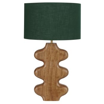 ARIA - Lampe aus Akazienholz und Lampenschirm aus schwarzer Baumwolle