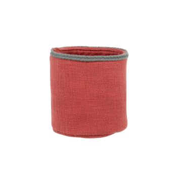 ARKAN - Panier de rangement en coton rouge et vert kaki
