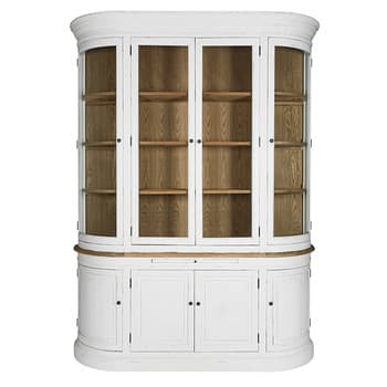 Flaubert - Armário com 8 portas de vidro de madeira de pinho reciclada branca patinada