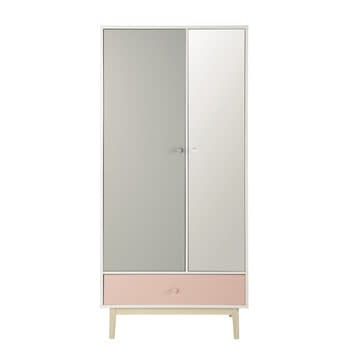 Blush - Armoire 2 portes 1 tiroir blanc avec miroir