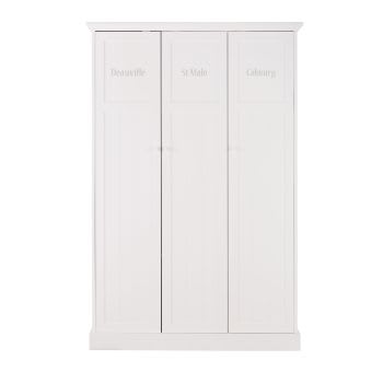 Newport - Armoire 3 portes en bois de pin blanc