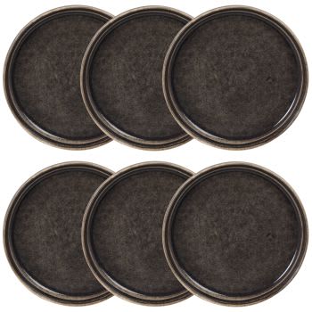 Lot de 6 - Assiette à dessert en céramique anthracite