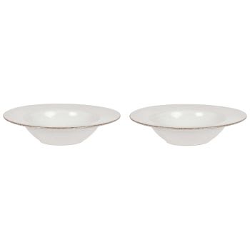 Lot de 2 - Assiette à pâtes en céramique gris clair