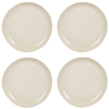 YELLOWSTONE - Lot de 4 - Assiette plate en céramique beige
