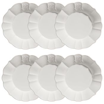 Bourgeoisie - Lot de 6 - Assiette plate en céramique blanche