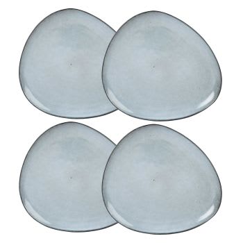 ONGAKU - Lot de 4 - Assiette plate en céramique grise