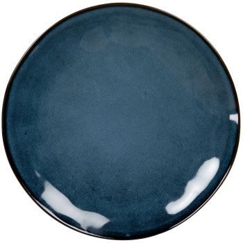 Lot de 6 - Assiette plate ondulée en verre 23 cm teinté bleu marine LE  PICARDIE®