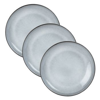 TADAKI - Lot de 3 - Assiette plate en grès gris
