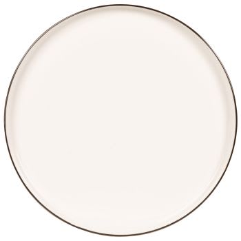 Berenice - Lot de 2 - Assiette plate en porcelaine blanche et liseré noir