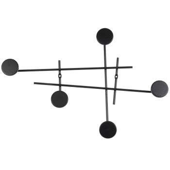 SIMON - Asymmetrische kapstok met 5 haken van zwart metaal