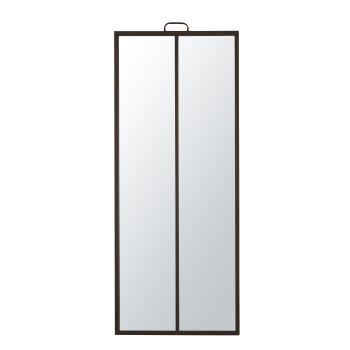 ATLANTA - Großer, rechteckiger Spiegel Glaskabinett aus Metall in Used-Optik, 60x155cm