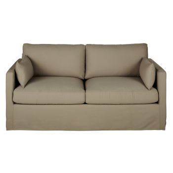 Ausziehbares 2/3-Sitzer-Sofa mit taupefarbenem Bezug, Matratze 10cm