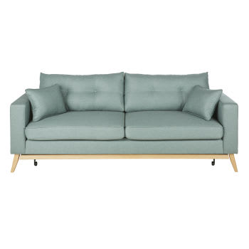 Brooke - Ausziehbares 3/4-Sitzer-Sofa im skandinavischen Stil, wassergrün meliert